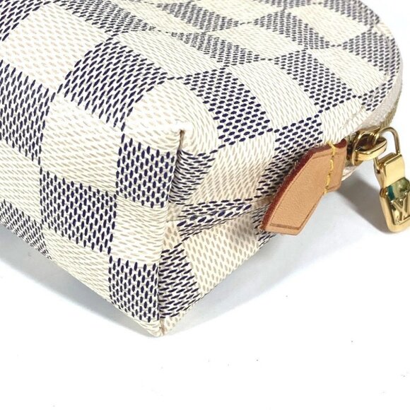 LOUIS VUITTON N60024 Damier Azur Pochette-Cosmetics Pouch Canvas White - Picture 7 of 15